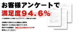 お客様アンケートで満足度94.6%